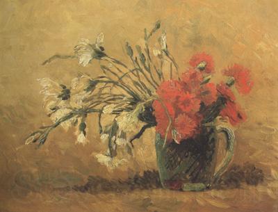 Vincent Van Gogh Vase with Red and White Carnations on Yellow Background (nn04) Spain oil painting art